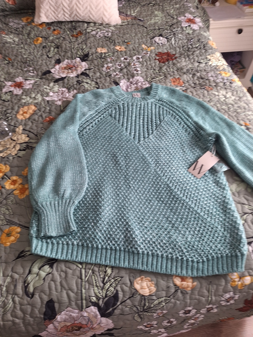 Worthington Mint Green Textured Crewneck Sweater